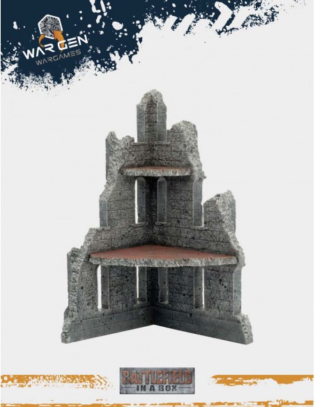 Battlefield in a box - Medium Corner Ruins (Prepainted)