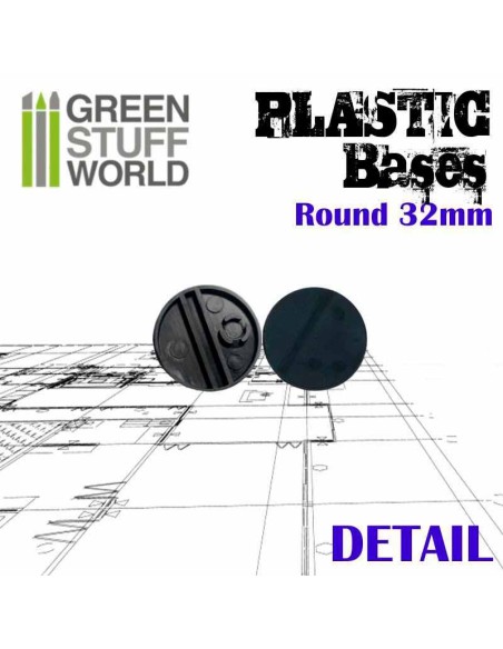 Green Stuff World - Plastic Bases - Round 32mm BLACK