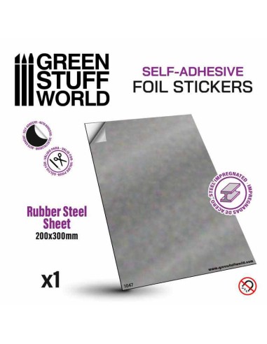 Green Stuff World - Rubber Steel Sheet - Self Adhesive 0.9 mm - A4