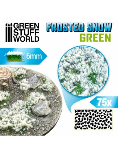 Green Stuff World - Shrubs TUFTS - 6mm self-adhesive - FROSTED SNOW - GREEN