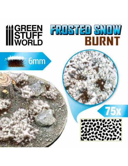 Green Stuff World - Shrubs TUFTS - 6mm self-adhesive - FROSTED SNOW - BURNT