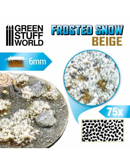 Green Stuff World - Shrubs TUFTS - 6mm self-adhesive - FROSTED SNOW - BEIGE