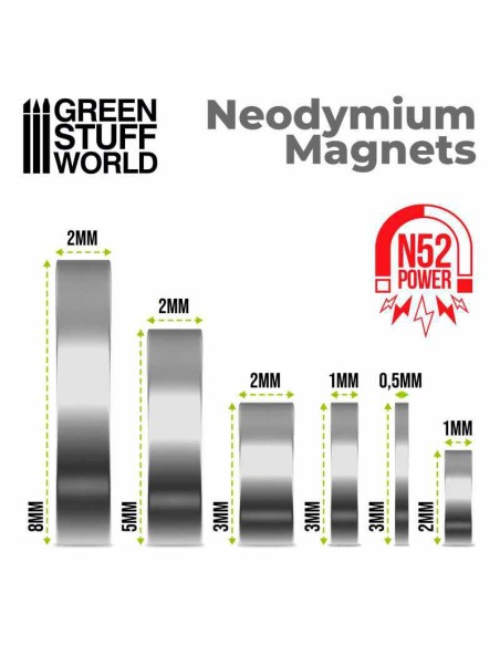 Green Stuff World - Imanes Neodimio 3x2mm - 50 unidades (N52)