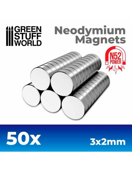 Green Stuff World - Neodymium Magnets 3x2mm - 50 units (N52)