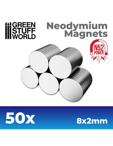 Green Stuff World - Imanes Neodimio 8x2mm - 50 unidades (N52)