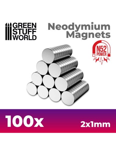 Green Stuff World - Imanes Neodimio 2x1mm - 100 unidades (N52)