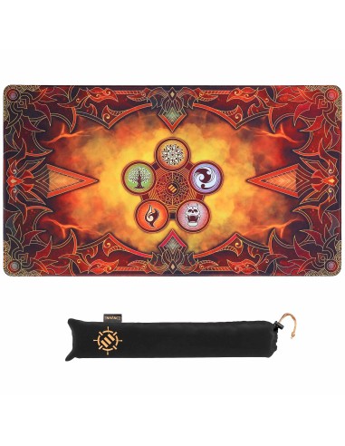 ENHANCE Trading Card Games TCG Playmat with Stitched Edges + fabric storage pouch (Flames)