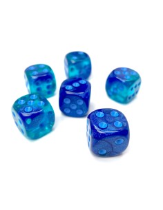 Chessex 16mm d6 Dice Blocks with Pips (12 Dados) - Gemini Blue-Blue/light blue Luminary 2