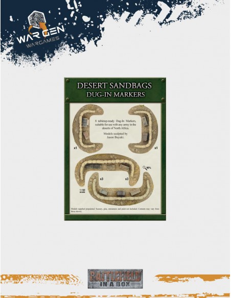 Flames of War - Desert Sandbags Dug-in Markers WWII 15mm (Prepintado)