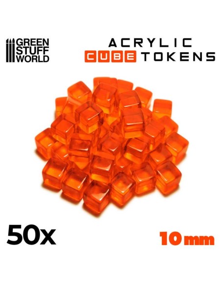 Green Stuff World - Gaming Tokens - Orange Cubes 10mm