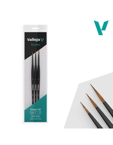 Vallejo - Design Set: Synthetic Brush (Size 0, 1 & 2)