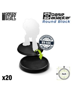 Green Stuff World - Hollow Plastic Bases - Round 32mm BLACK 2