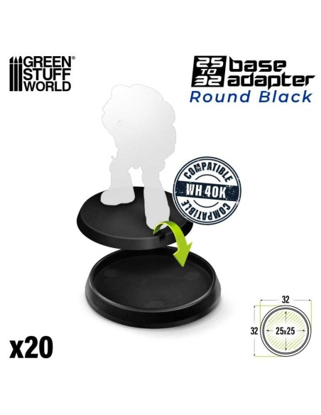 Green Stuff World - Hollow Plastic Bases - Round 32mm BLACK