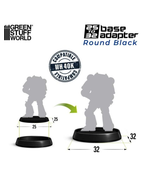 Green Stuff World - Hollow Plastic Bases - Round 32mm BLACK