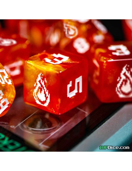 1UP-Dice Fireball polyhedral set