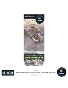 Micro Art Studio: WWII Normandy High Stone Wall With Gate (Pre-painted)