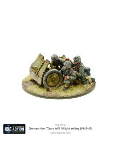 Bolt Action - German Heer 7.5cm LeIG 18 Light Artillery (Winter) Free MDF base 2