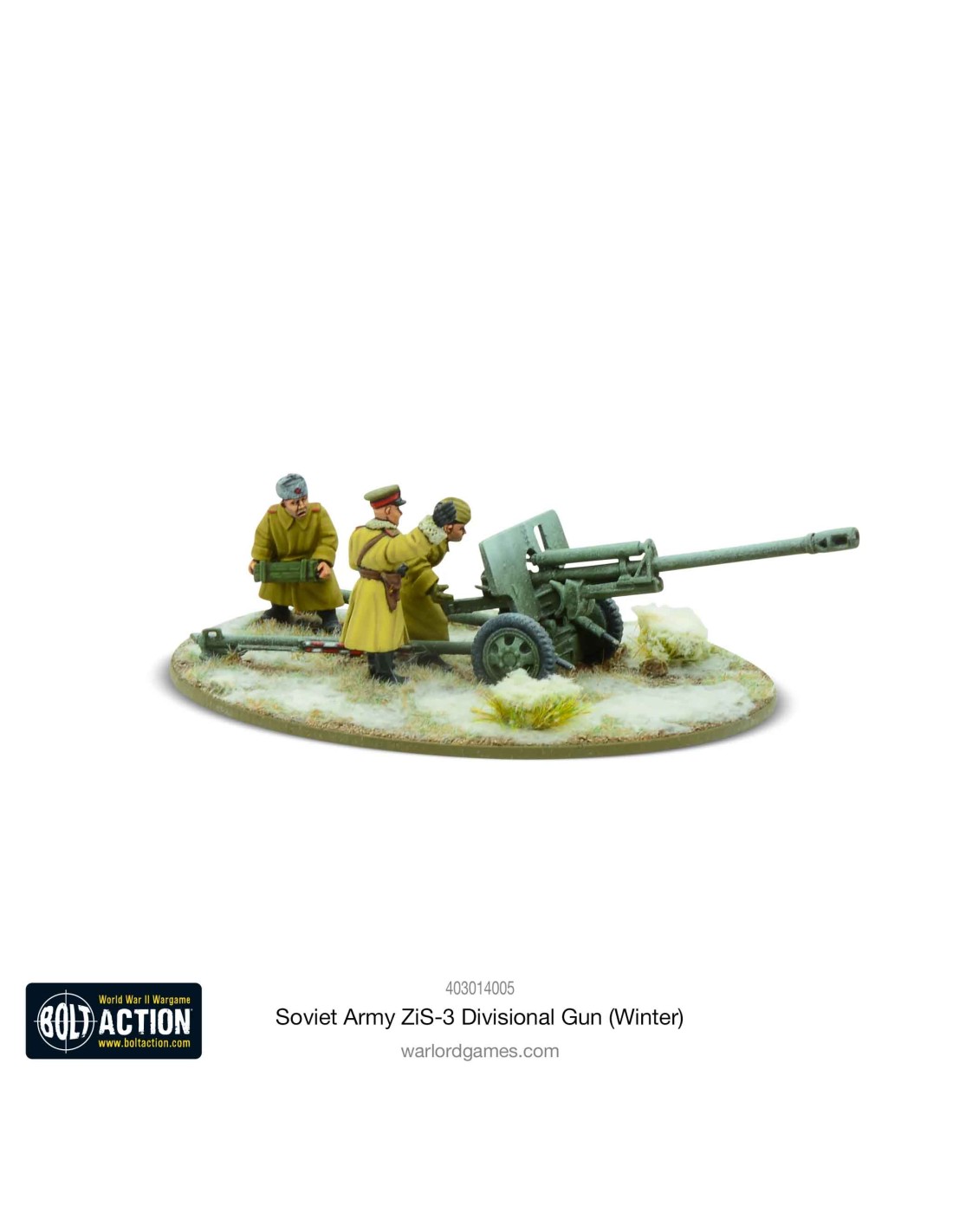 Bolt Action - Soviet ZIS-3 Divisional Gun (Winter) Free MDF base