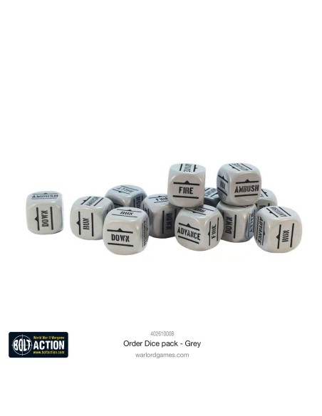 Bolt Action - Orders Dice Pack - Gris (Grey)