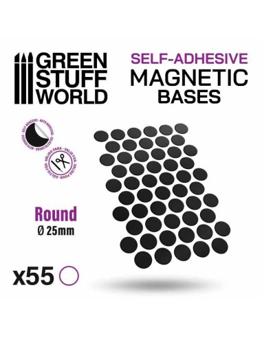Green Stuff World - Round Magnetic Sheet SELF-ADHESIVE - 25mm