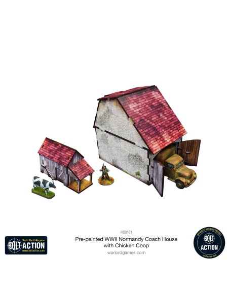 Micro Art Studio: WWII Normandy Coach House with Chicken Coop (Pre-painted)