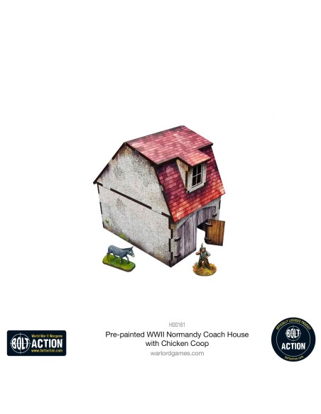 Micro Art Studio: WWII Normandy Coach House with Chicken Coop (Pre-painted)