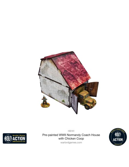 Micro Art Studio: WWII Normandy Coach House with Chicken Coop (Pre-painted)