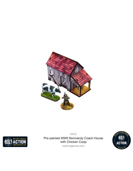 Micro Art Studio: WWII Normandy Coach House with Chicken Coop (Pre-painted)