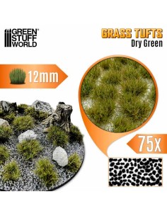 Green Stuff World - Grass TUFTS - 12mm self-adhesive - DRY GREEN
