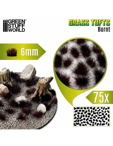 Green Stuff World - Grass TUFTS - 6mm self-adhesive - BURNT