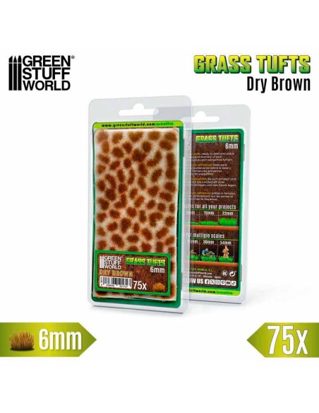 Green Stuff World - Grass TUFTS - 6mm self-adhesive - DRY BROWN