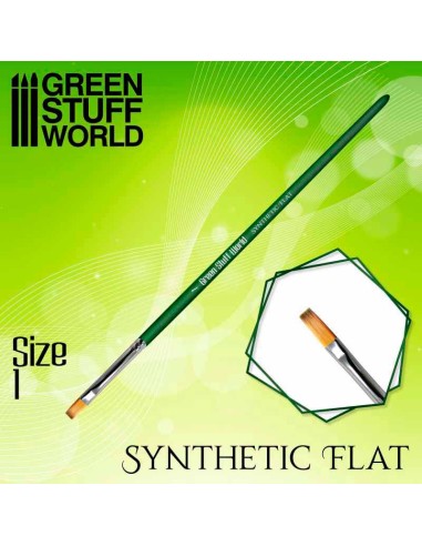 Green Stuff World - Green Series Flat Synthetic Brush - Size 1