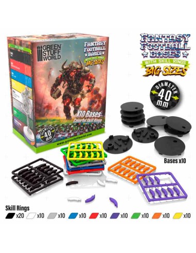 Green Stuff World - Blood Bowl Bases 40mm with Skill Rings