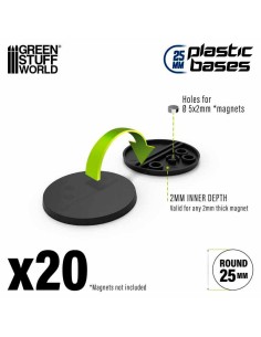 Green Stuff World - Plastic Bases - Round 25mm BLACK 2