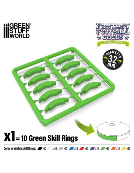 Green Stuff World - Blood Bowl Skill Rings 32 mm - Green