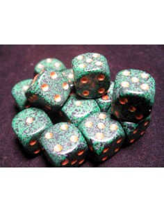 Chessex 16mm d6 Dice Blocks with Pips (12 Dados) - Golden Recon Speckled