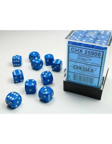 Chessex 12mm d6 Dice Sets (36 Dice) - Speckled Water