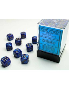 Chessex 12mm d6 Dice Sets Scarab (36 Dados) - Royal Blue/Gold