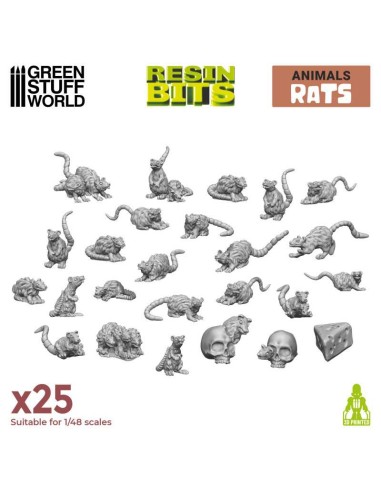 Green Stuff World - 3D printed set - Small Rats