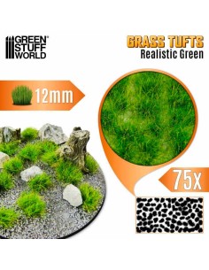 Green Stuff World - Grass TUFTS - 12mm self-adhesive - REALISTIC GREEN