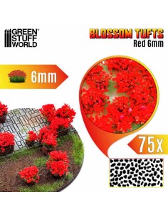 Green Stuff World - Blossom TUFTS - 6mm self-adhesive - RED Flowers