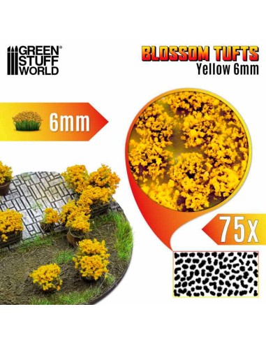 Green Stuff World - Blossom TUFTS - 6mm self-adhesive - YELLOW Flowers