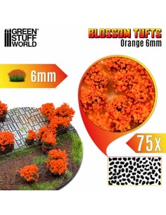 Green Stuff World - Blossom TUFTS - 6mm self-adhesive - ORANGE Flowers