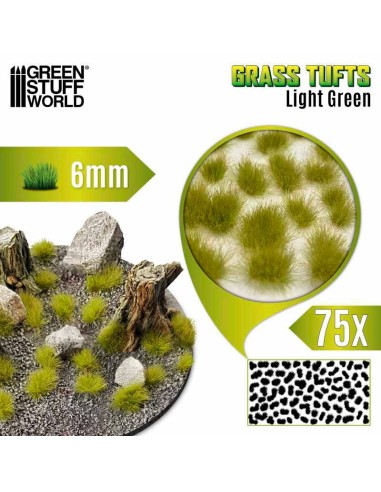 Green Stuff World - Grass TUFTS - 6mm self-adhesive - LIGHT GREEN