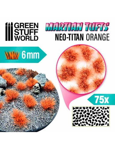 Green Stuff World - Matas Cesped Alien - Autoadhesivas - 6mm - NEO-TITAN ORANGE