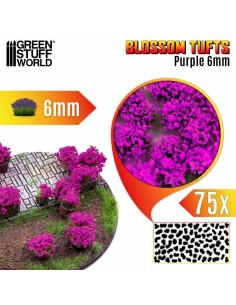 Green Stuff World - Blossom TUFTS - 6mm self-adhesive - PURPLE Flowers