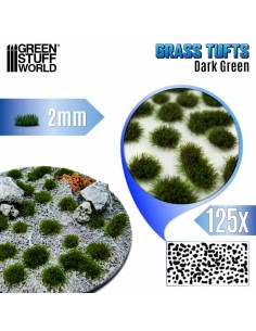 Green Stuff World - Grass TUFTS - 2mm self-adhesive - DARK GREEN