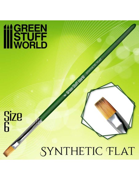 Green Stuff World - Green Series: Pincel Plano Sintético - Tamaño 6