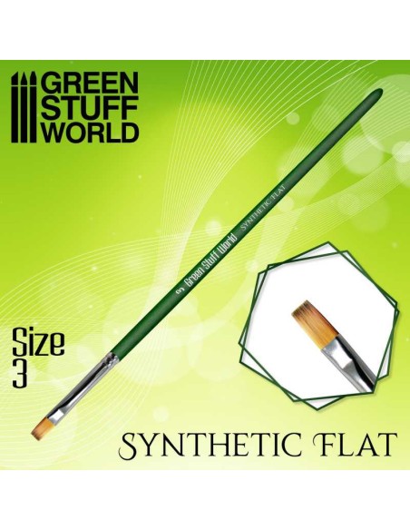 Green Stuff World - Green Series Flat Synthetic Brush - Size 3