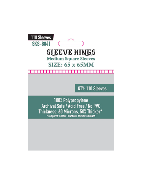 Sleeve Kings Medium Square Card Sleeves (65x65mm) 110 Pack - 60 Microns